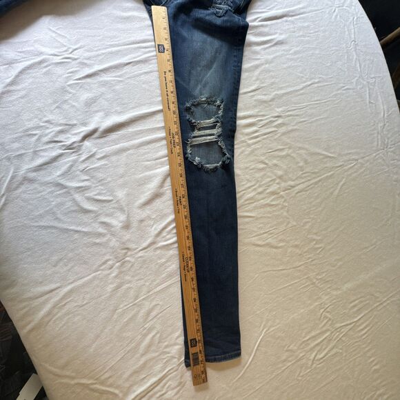 American Eagle Stretch Distressed Hi-Rise Slim Jeans Sz 0 X-Long 34" Inseam - Picture 10 of 11